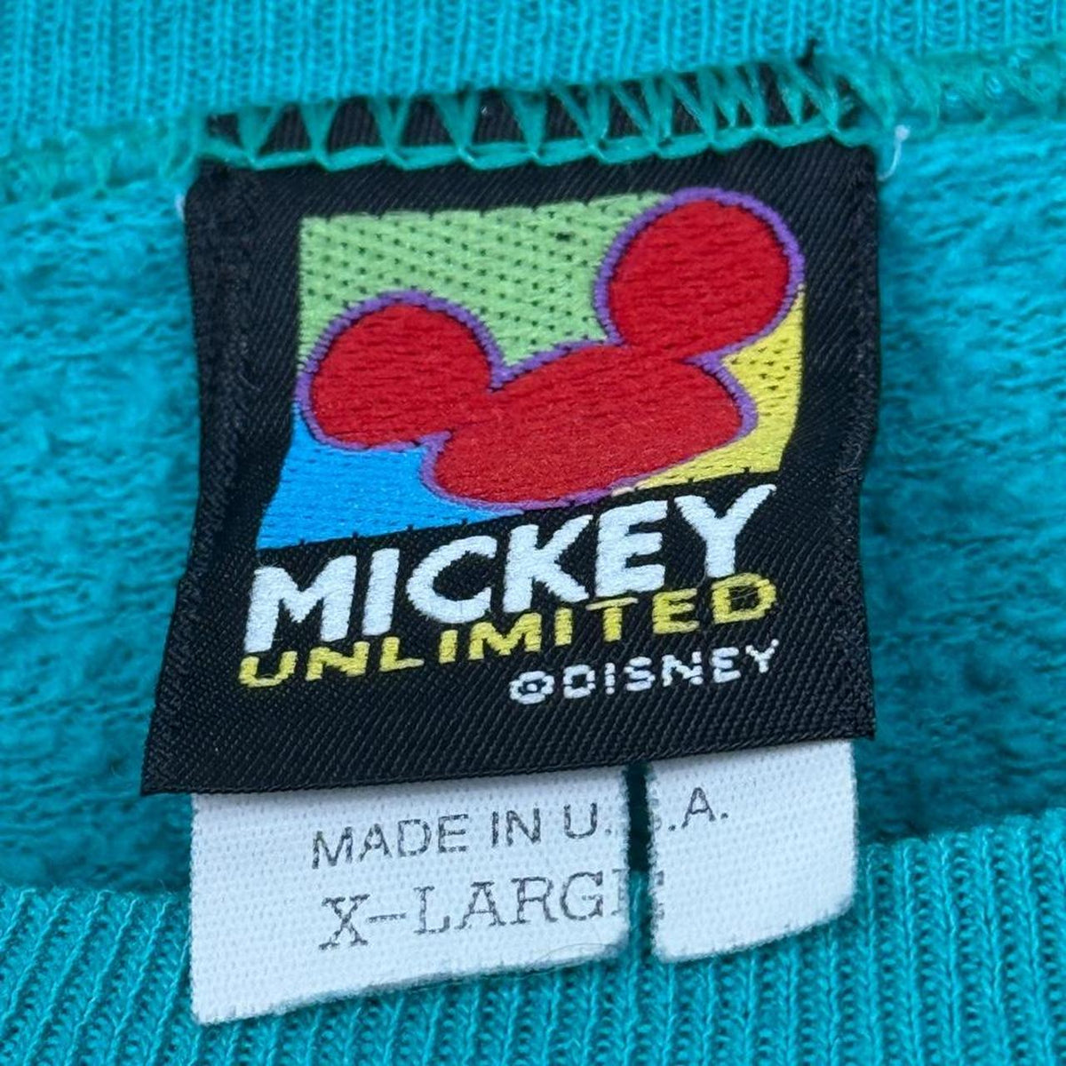 Vintage 90s Mickey Mouse Teal Sweatshirt (XL)