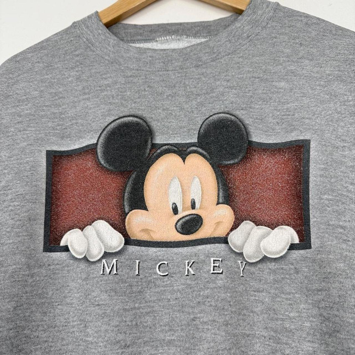 Vintage 00s Mickey Mouse Peek Grey Sweatshirt (XL)