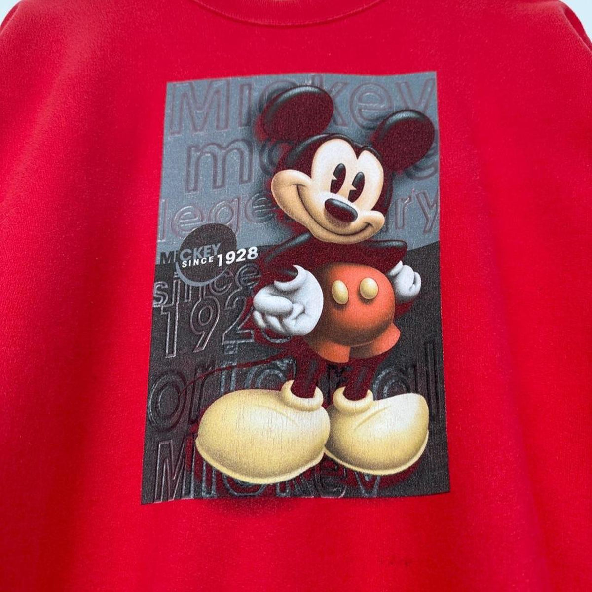 Vintage 00s Mickey Mouse Disney Store Distressed Red Sweatshirt (L)