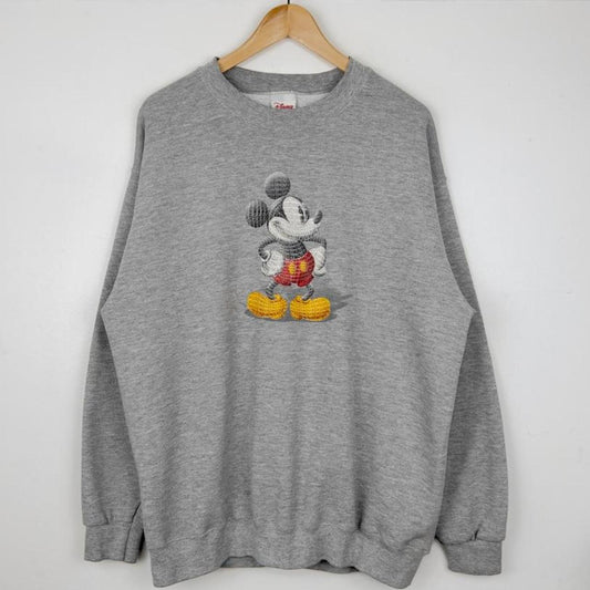 Vintage 00s Mickey Mouse Disney Store Grey Sweatshirt (L)