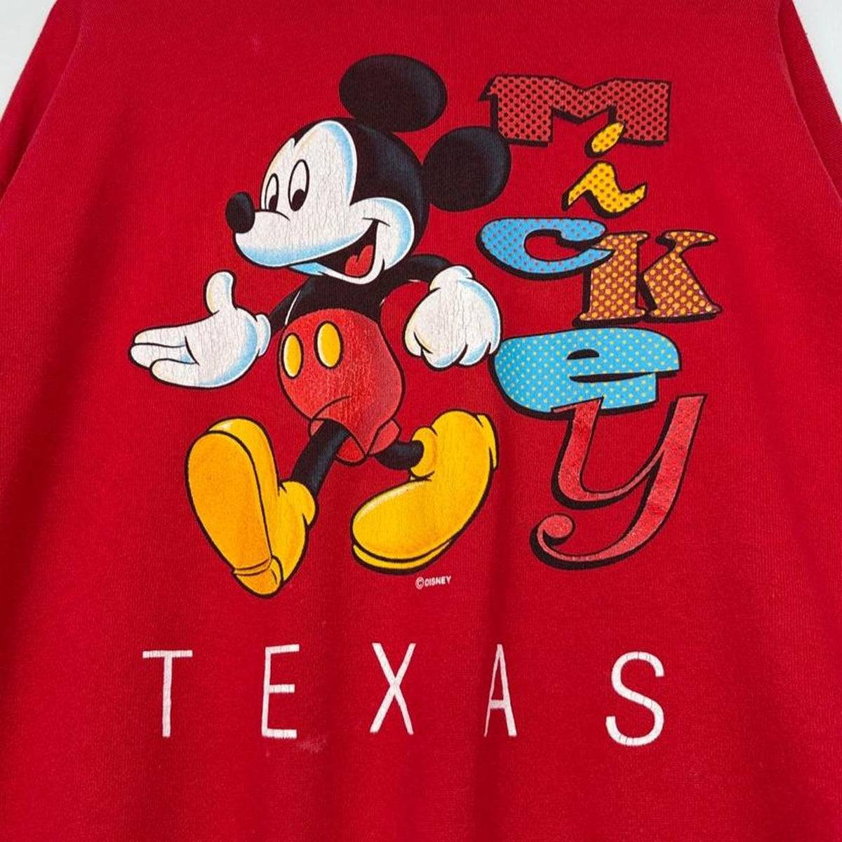 Vintage 90s Mickey Mouse Texas Red Sweatshirt (L)