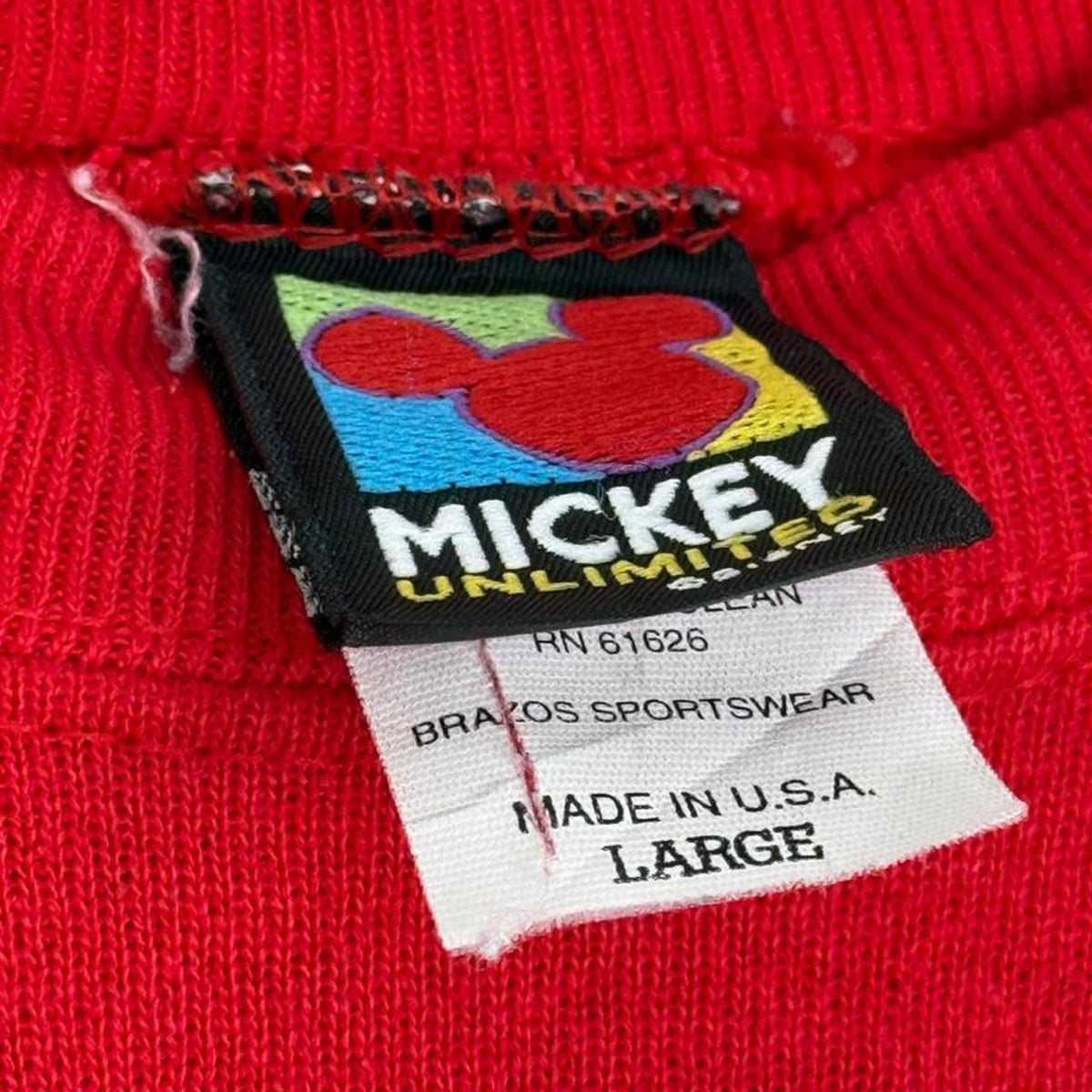 Vintage 90s Mickey Mouse Texas Red Sweatshirt (L)