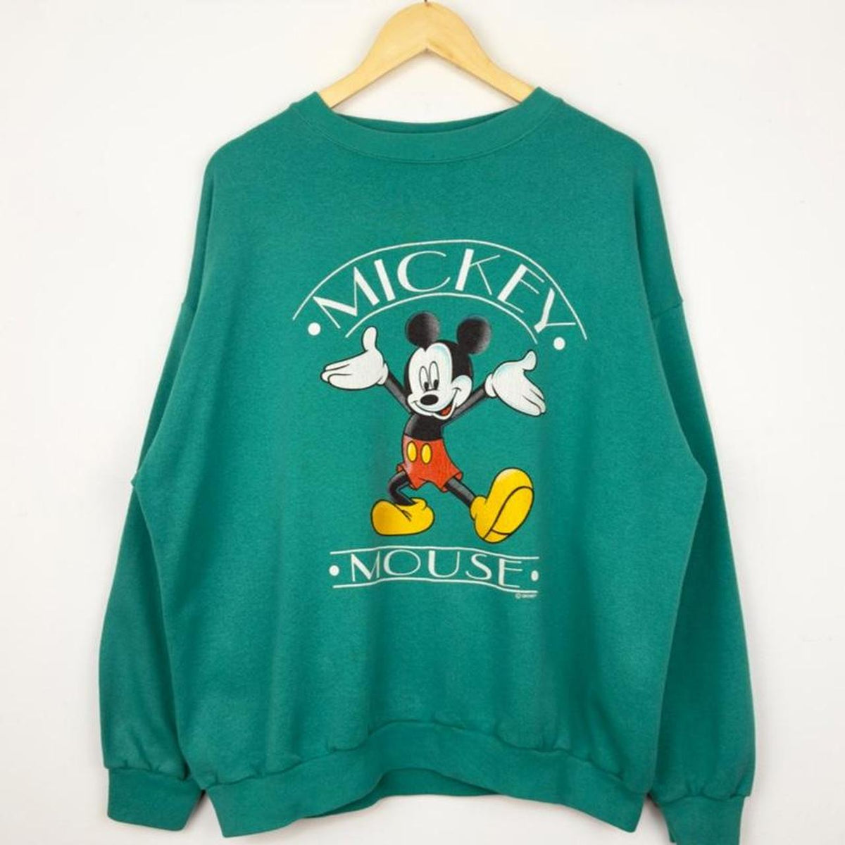 Vintage 90s Mickey Mouse Teal Sweatshirt (XL)