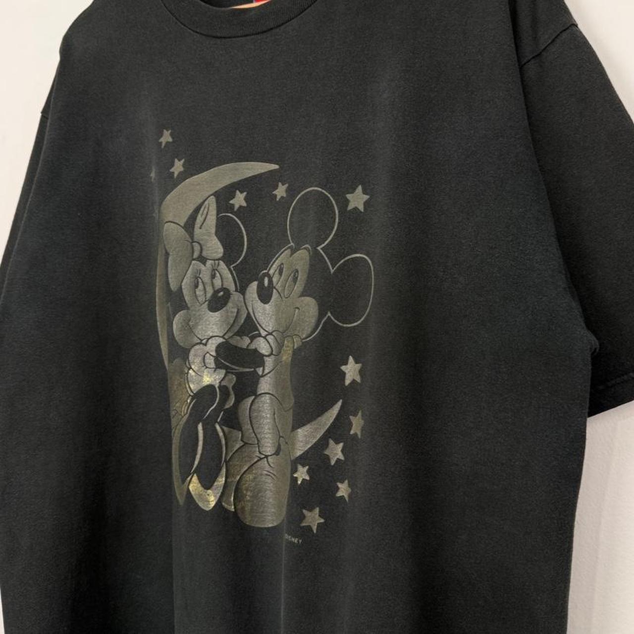 Vintage 90s Mickey & Minnie Moon Faded Black T Shirt (XL)