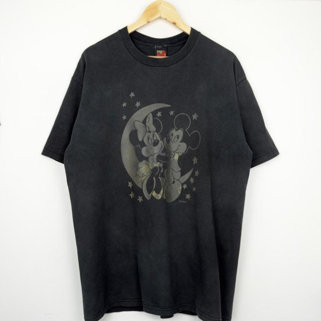 Vintage 90s Mickey & Minnie Moon Faded Black T Shirt (XL)