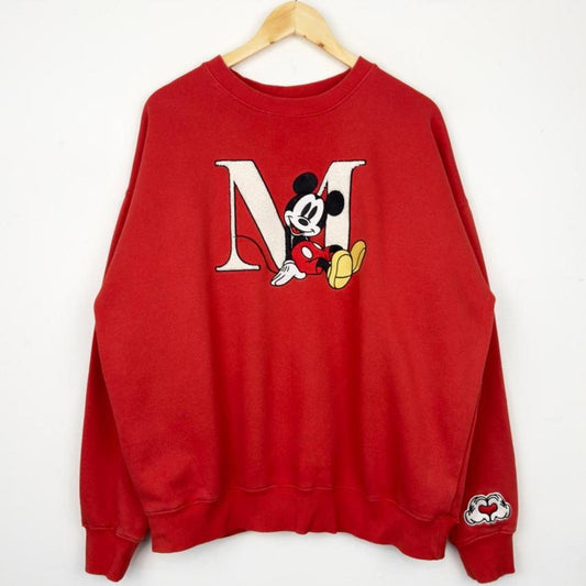 Mickey Mouse Embroidered Forever 21 x Disney Red Sweatshirt (L)