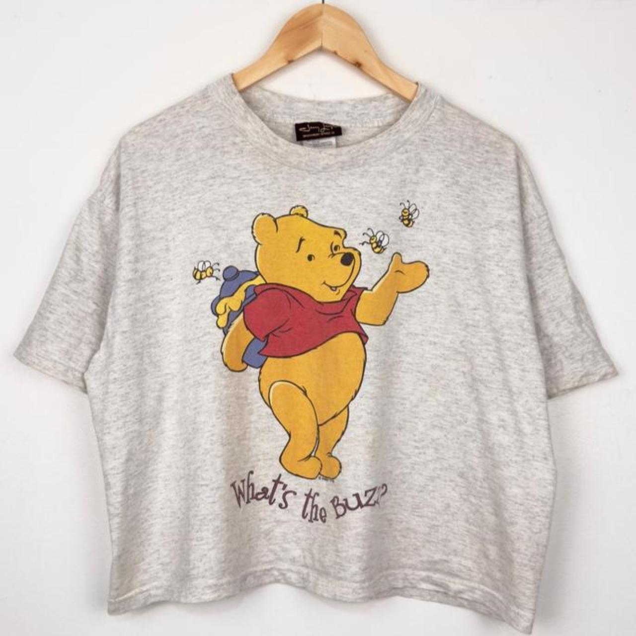 Vintage 90s Winnie the Pooh Cropped Distressed Grey T Shirt (Cropped L)