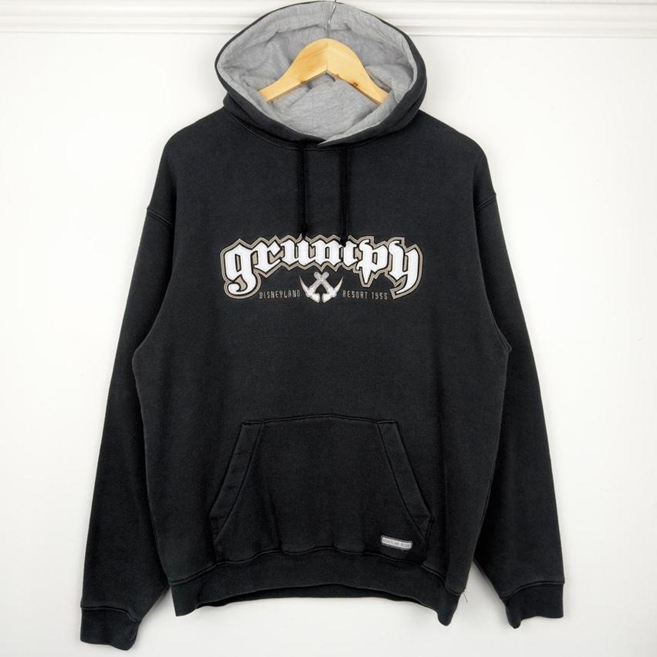 Vintage 00s Grumpy Disneyland Embroidered Black Hoodie (S)