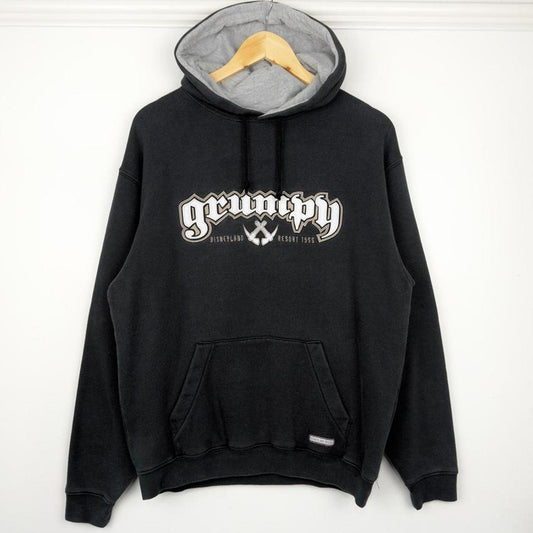 Vintage 00s Grumpy Disneyland Embroidered Black Hoodie (S)