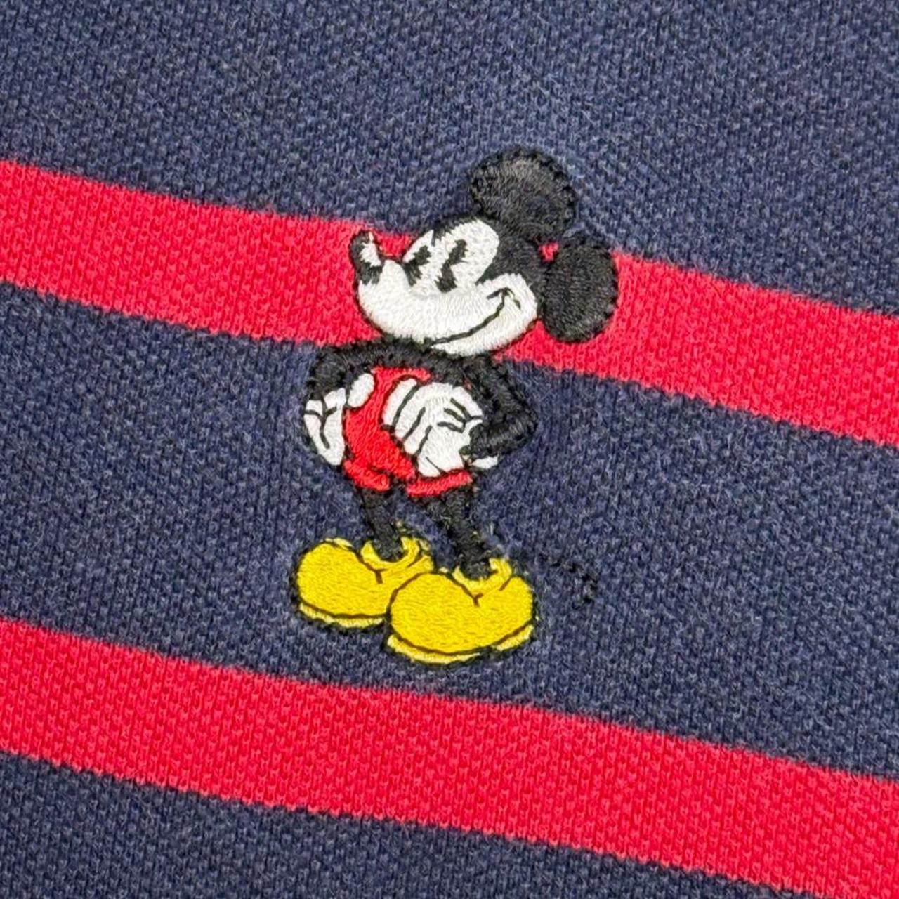 Vintage 90s Mickey Mouse Embroidered Striped Polo Shirt (XL)