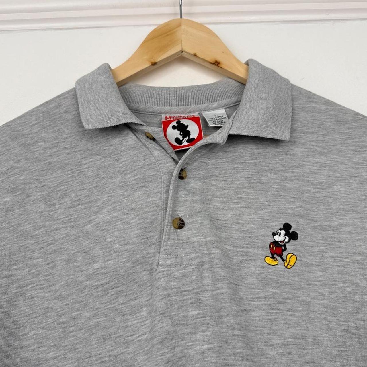 Vintage 90s Mickey Mouse Embroidered Grey Polo Shirt (L)