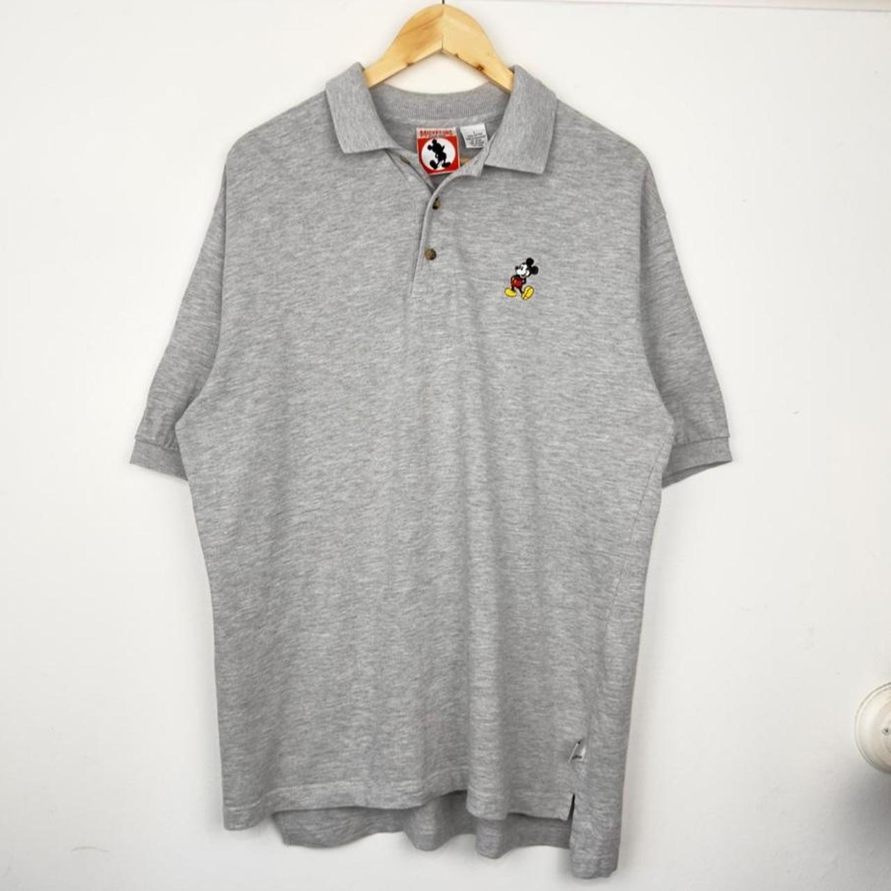 Vintage 90s Mickey Mouse Embroidered Grey Polo Shirt (L)