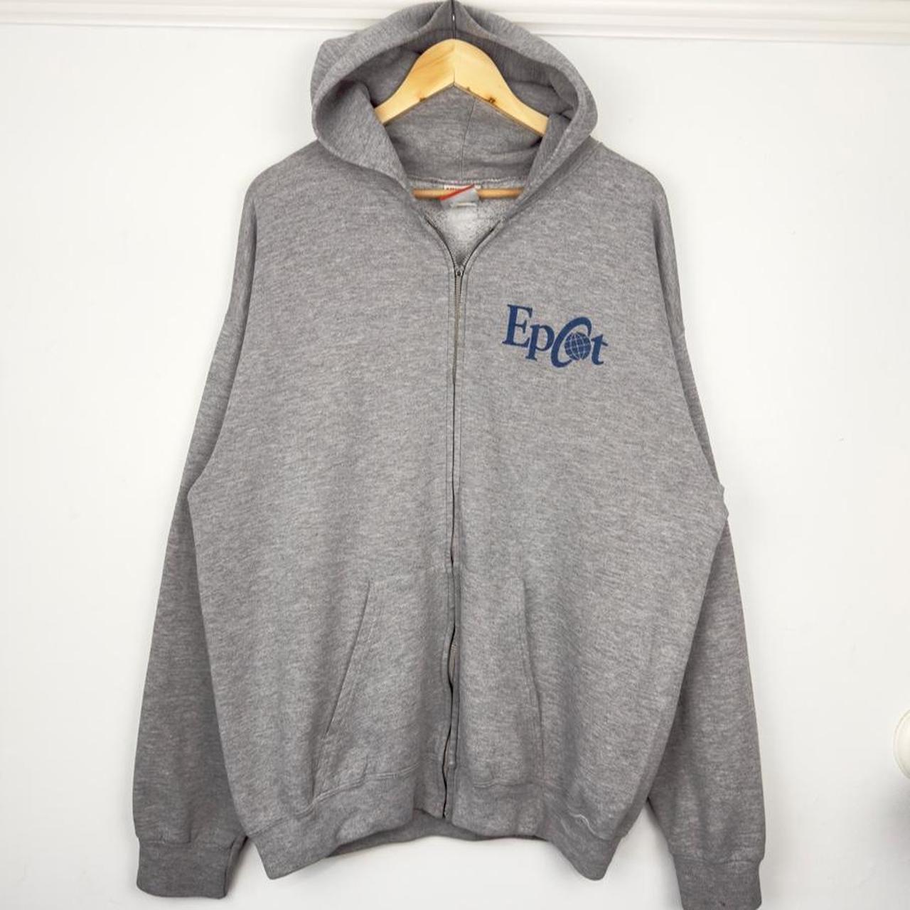 Vintage 90s Epcot Disney World Mickey Grey Zip Up Hoodie (XL)