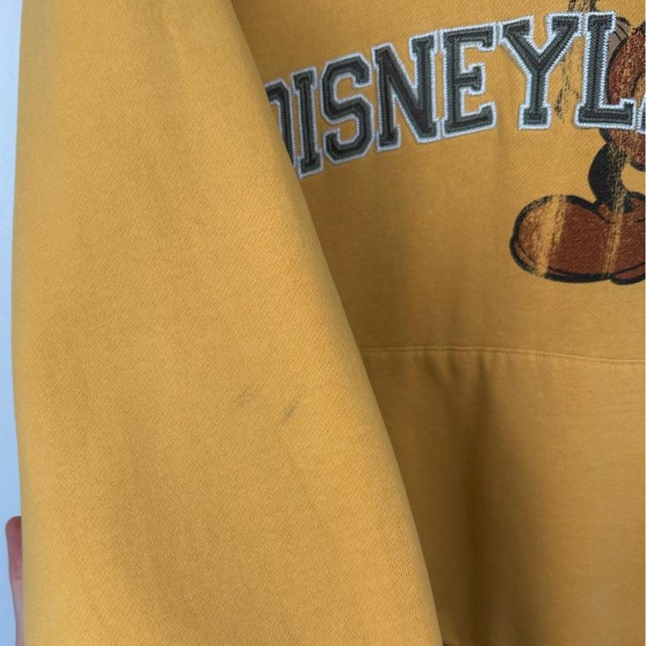 Disneyland Mickey Mouse Spell Out 2000s Mustard Hoodie (L)
