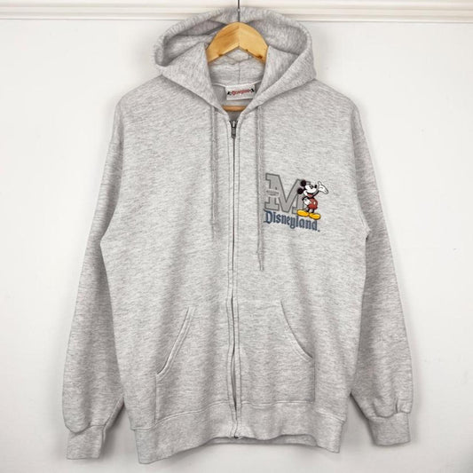 Vintage 00s Disneyland Mickey Mouse Zip Up Grey Hoodie (S)