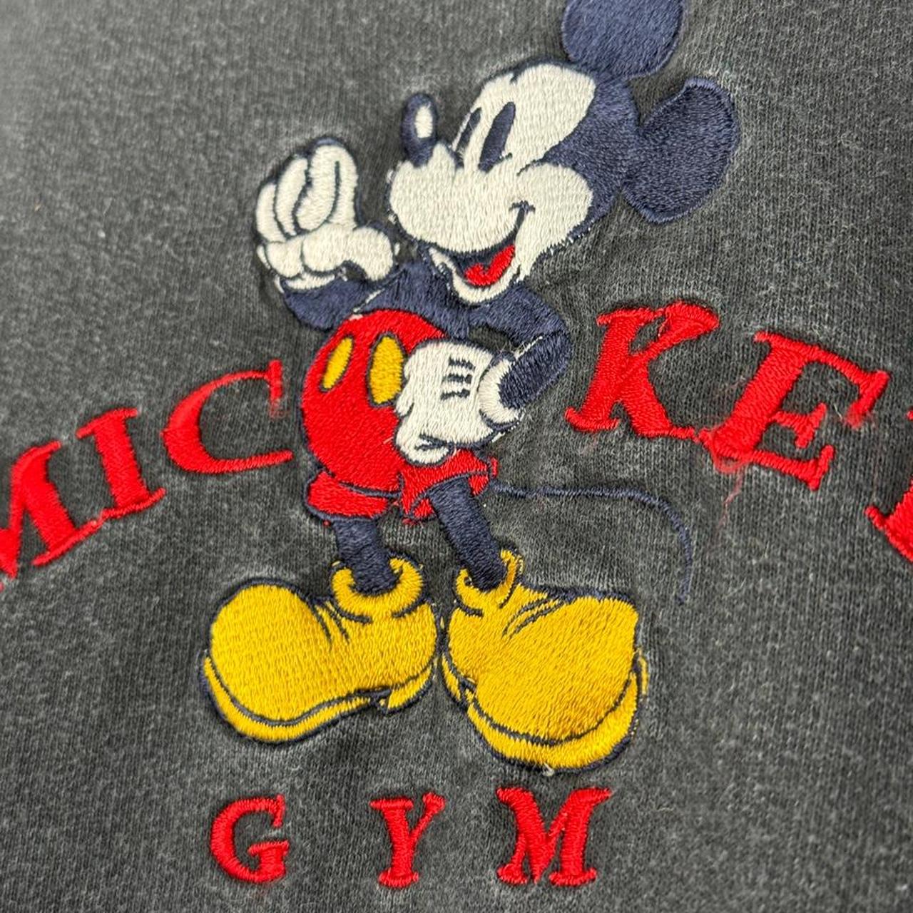 Vintage 90s Mickey Gym Embroidered Black Sweatshirt (L)