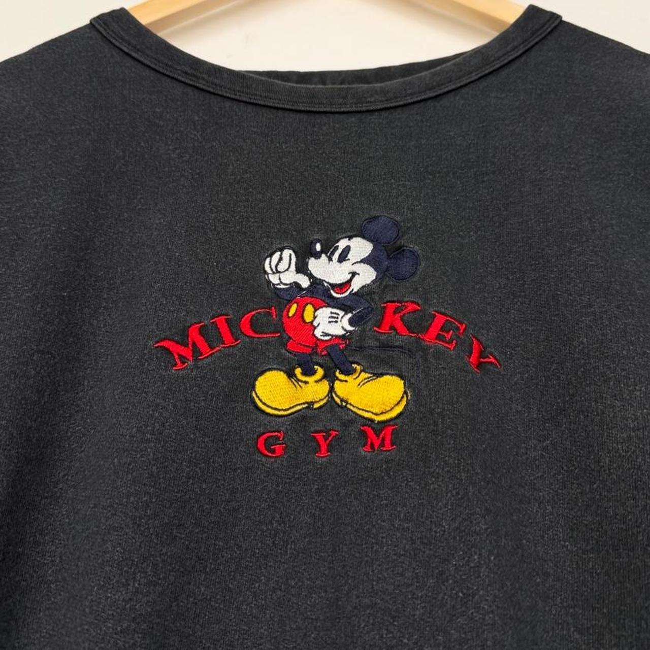 Vintage 90s Mickey Gym Embroidered Black Sweatshirt (L)