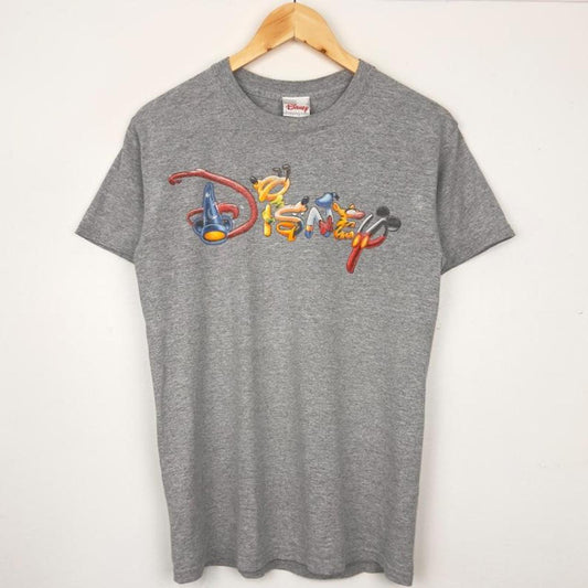 Vintage 00s Disney Spell Out Grey T Shirt (S)