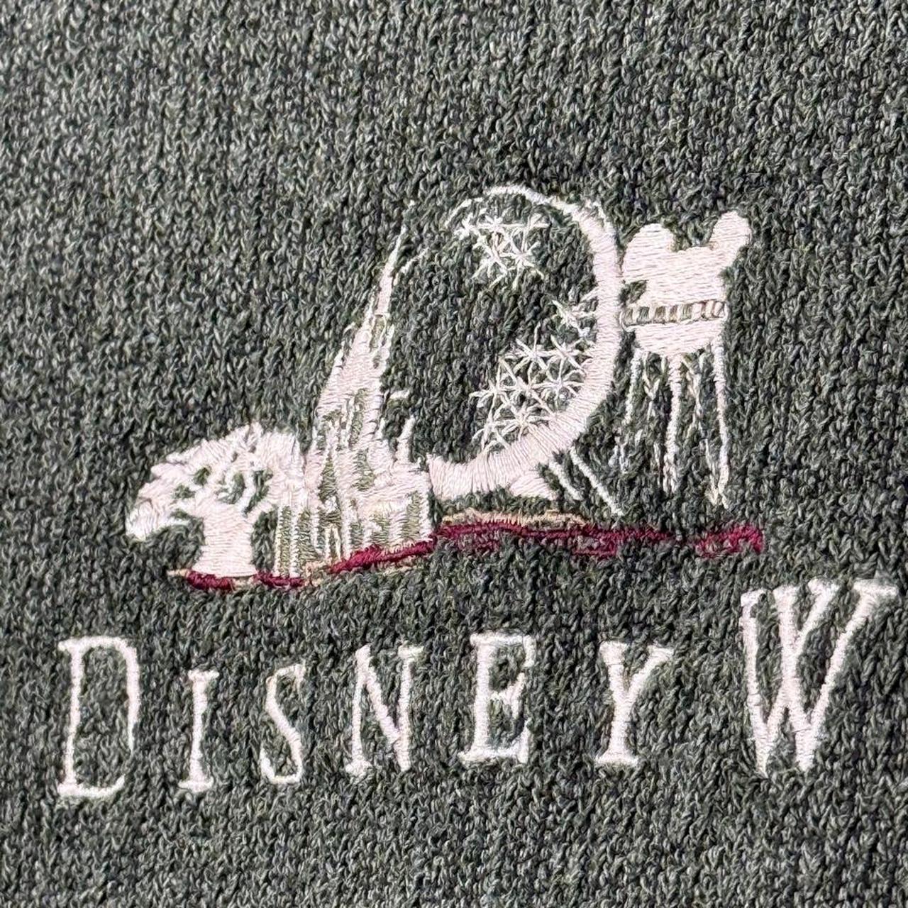 Vintage 00s Walt Disney World Embroidered Khaki Green Fleece Sweatshirt (XL)