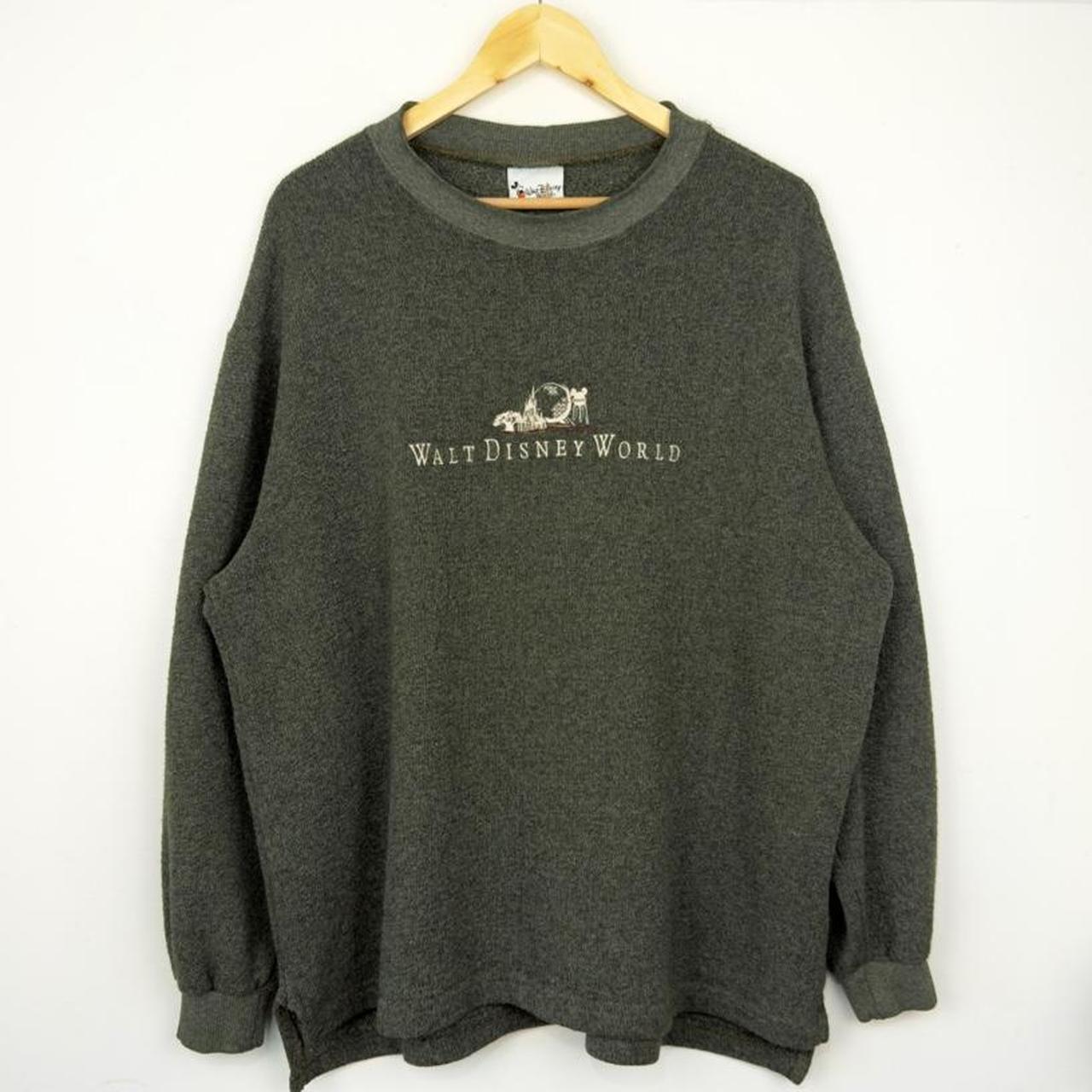 Vintage 00s Walt Disney World Embroidered Khaki Green Fleece Sweatshirt (XL)