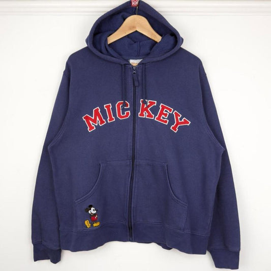 Vintage 00s Mickey Mouse Spell Out Disney Store Zip Up Hoodie (M)