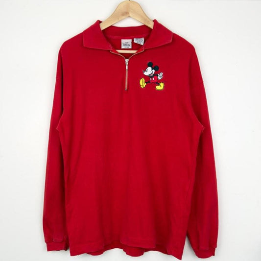 Vintage 90s Mickey Mouse Embroidered Disney Store Quarter Zip (M)