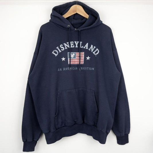 Vintage 00s Disneyland American Tradition Navy Blue Hoodie (XL)