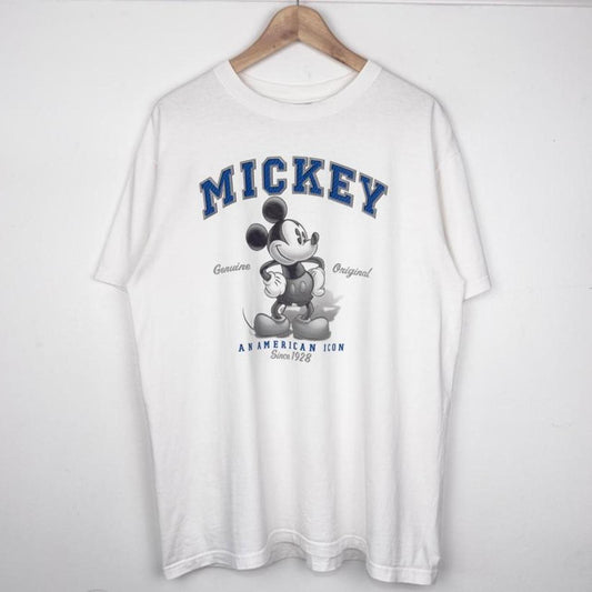 Vintage 00s Mickey American Icon Spell Out White T Shirt (L)