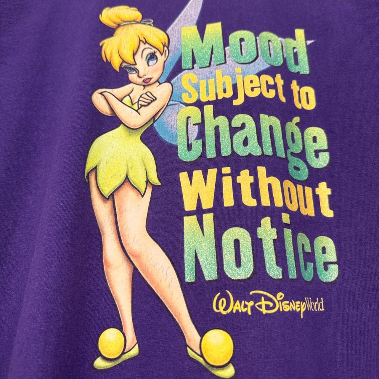 Vintage 00s Tinker Bell Mood Change Disney World Purple T Shirt (M)
