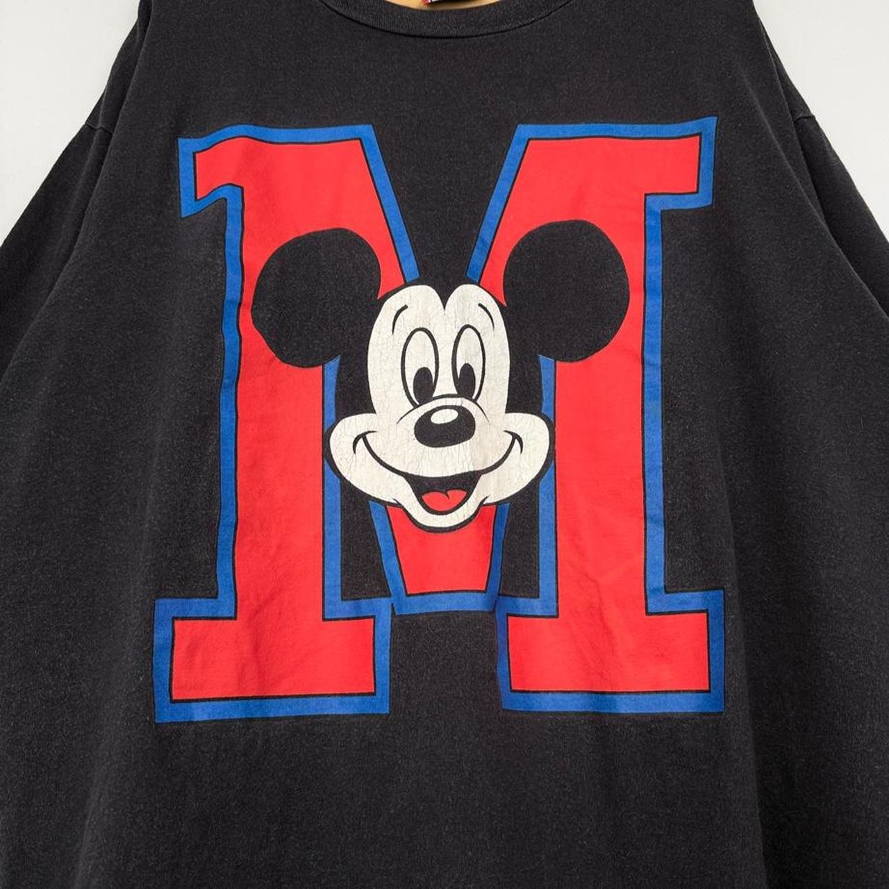 Vintage 90s Mickey Mouse Big M Black T Shirt (XXL)