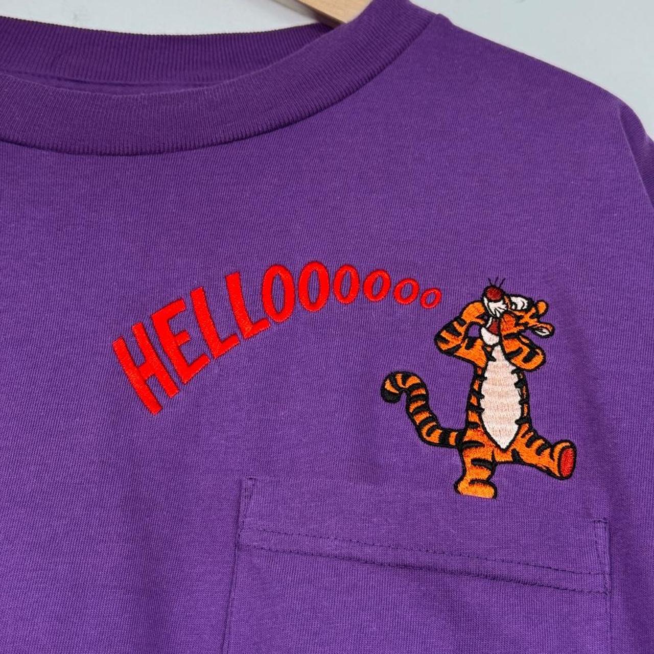 Vintage 90s Pooh, Piglet & Tigger Embroidered Purple T Shirt (XL)