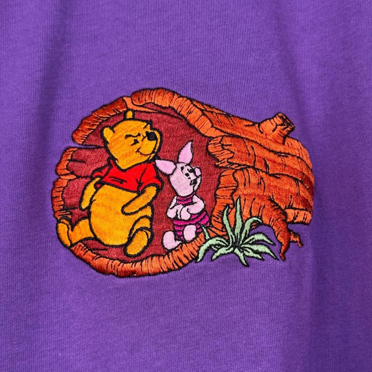 Vintage 90s Pooh, Piglet & Tigger Embroidered Purple T Shirt (XL)