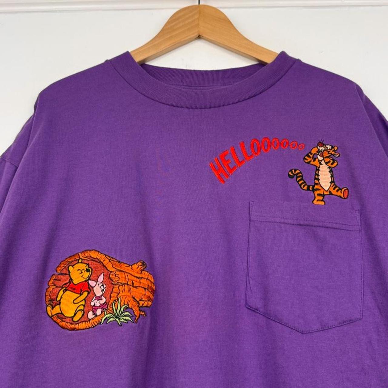 Vintage 90s Pooh, Piglet & Tigger Embroidered Purple T Shirt (XL)