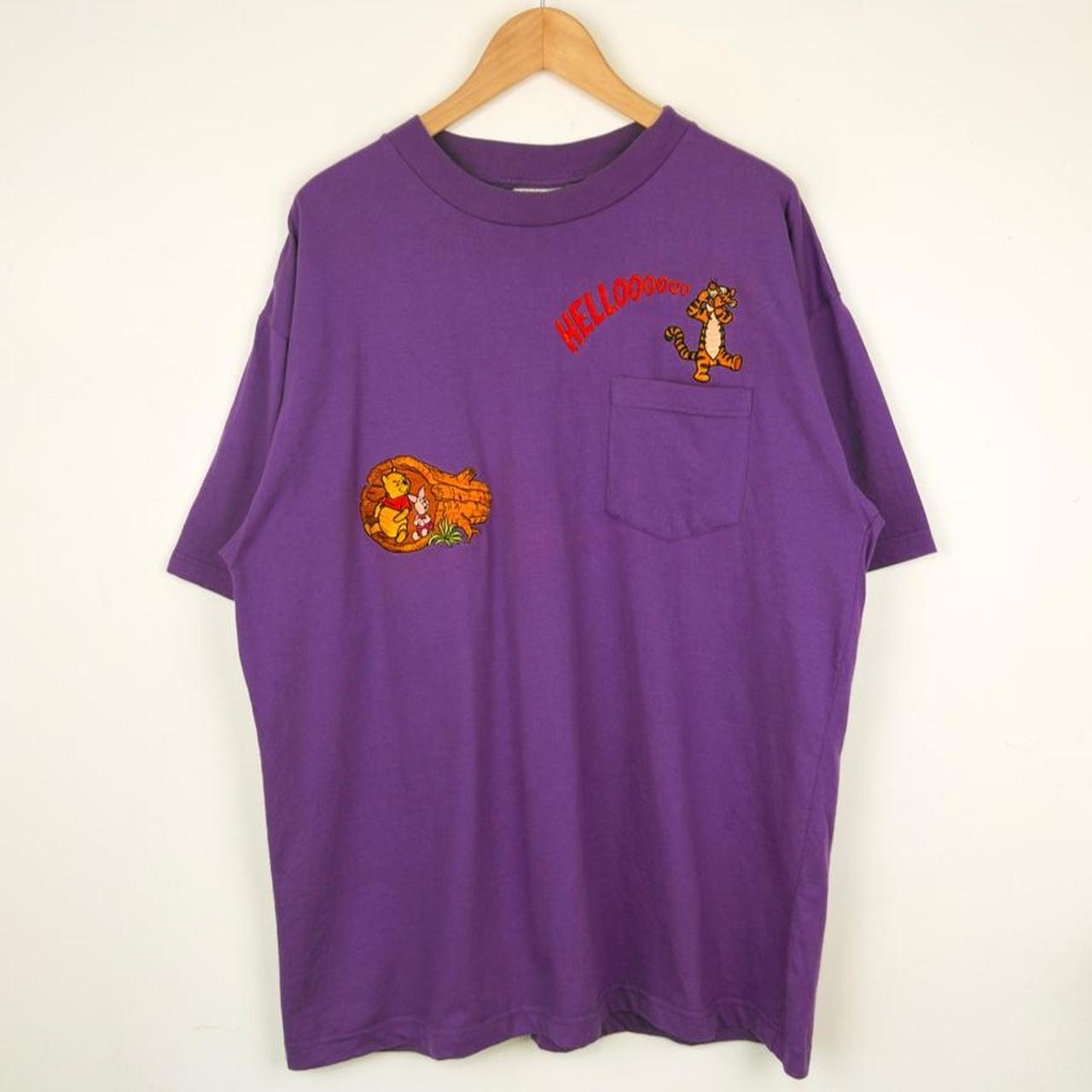 Vintage 90s Pooh, Piglet & Tigger Embroidered Purple T Shirt (XL)