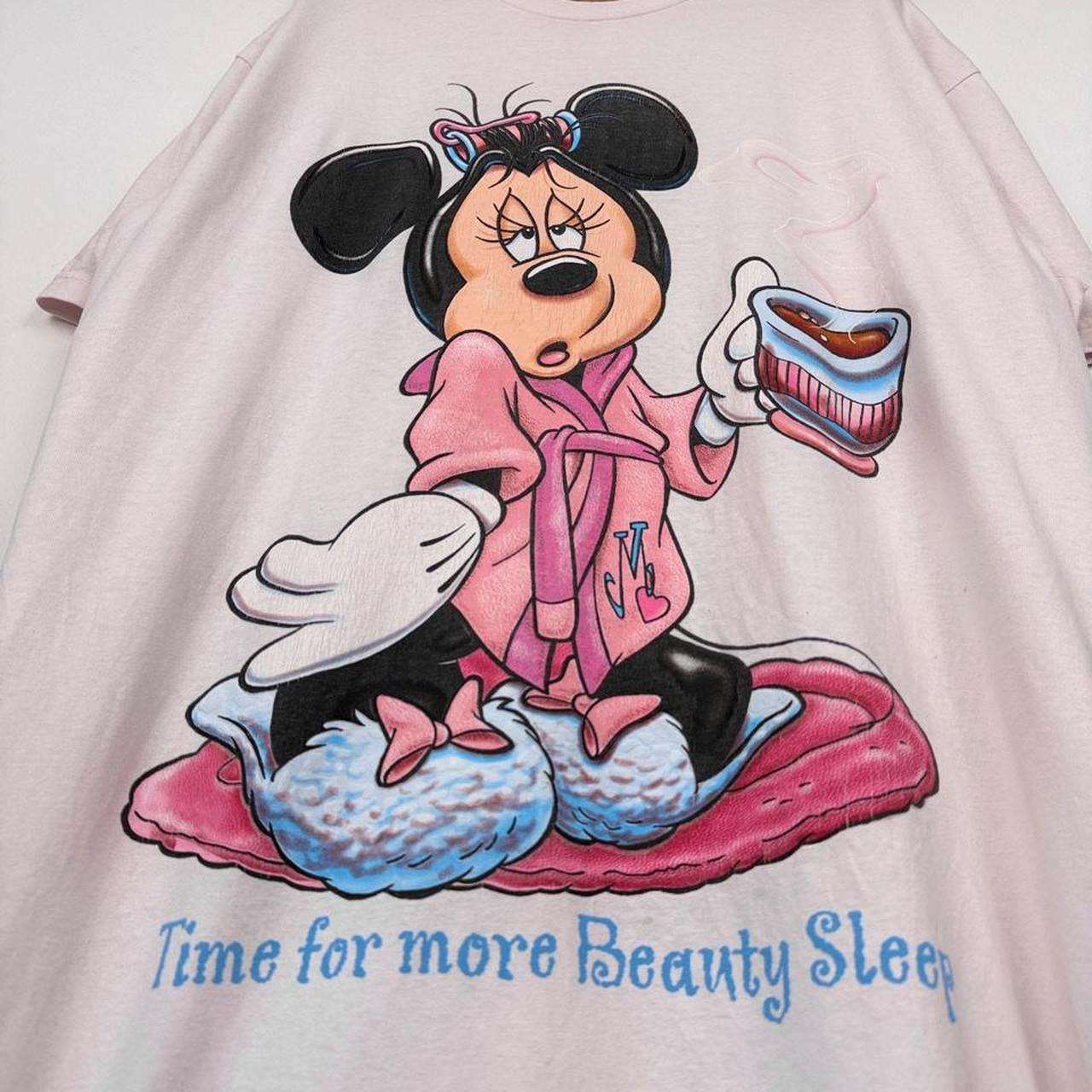 Vintage 00s Minnie Mouse Beauty Sleep Pale Pink Sleepwear T Shirt (One Size)