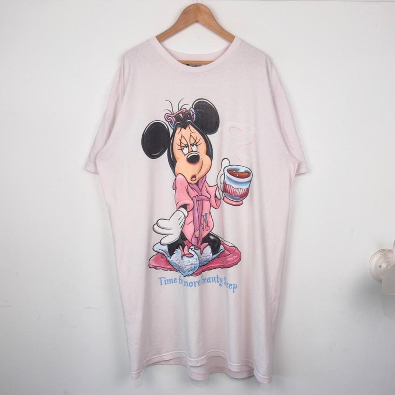 Vintage 00s Minnie Mouse Beauty Sleep Pale Pink Sleepwear T Shirt (One Size)