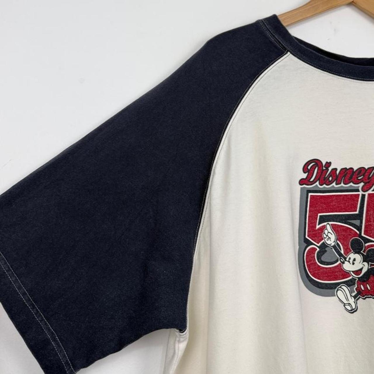 Vintage 00s Disneyland Mickey Mouse 55 Navy Beige T Shirt (XXL)