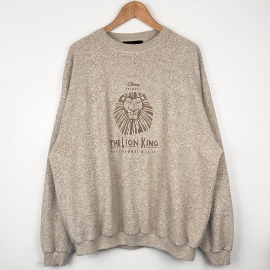 Vintage The Lion King Broadway Musical Beige Cream Fleece Sweatshirt (XL)