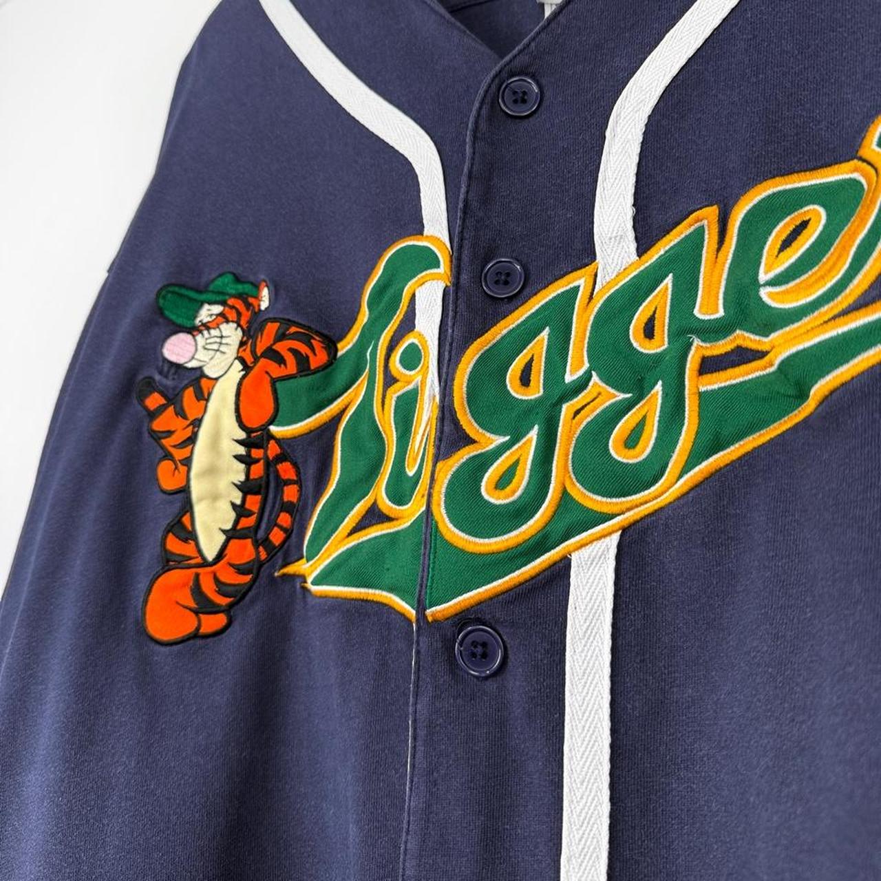 Vintage 00s Tigger Disney Store Embroidered Navy Blue Baseball Shirt (XL)