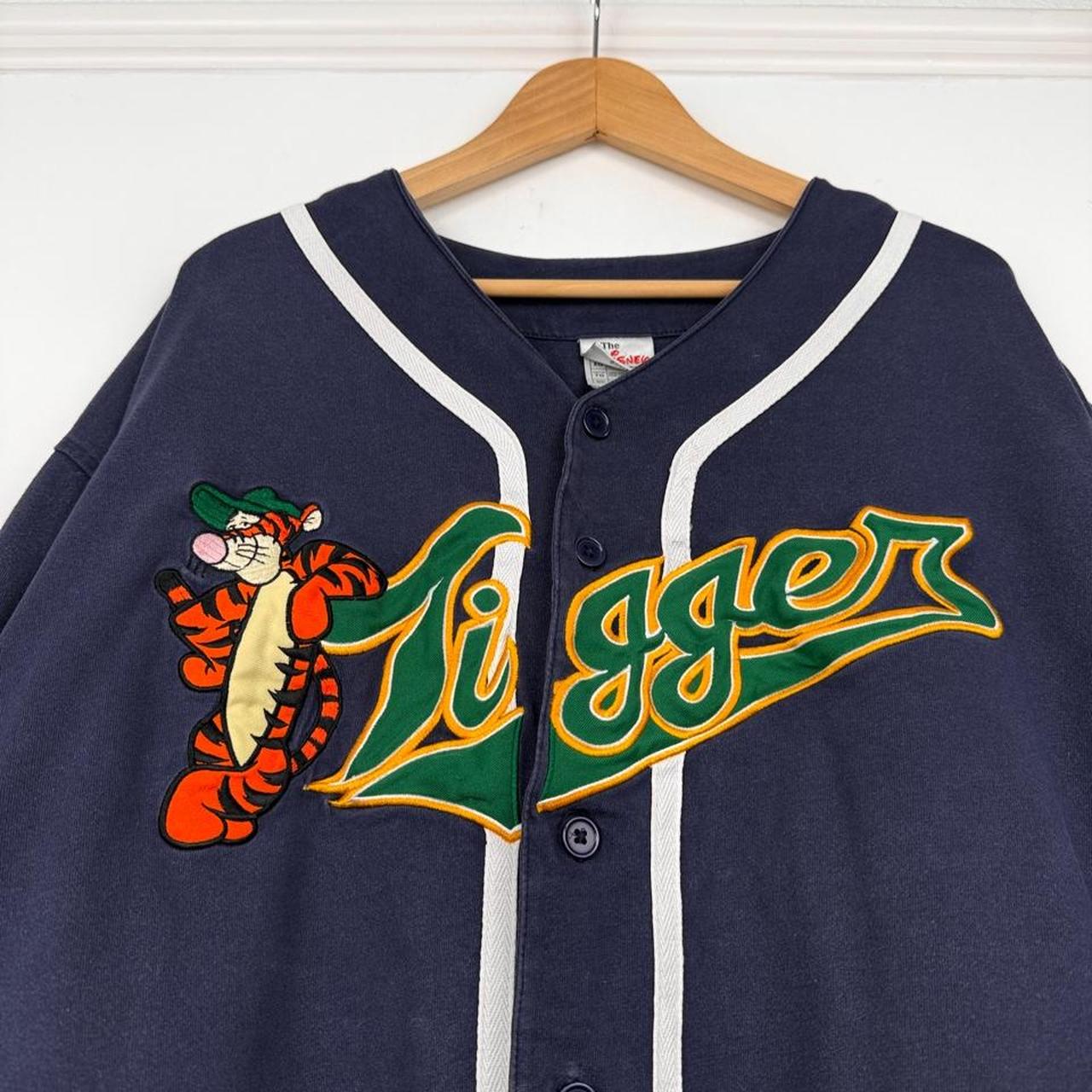 Vintage 00s Tigger Disney Store Embroidered Navy Blue Baseball Shirt (XL)