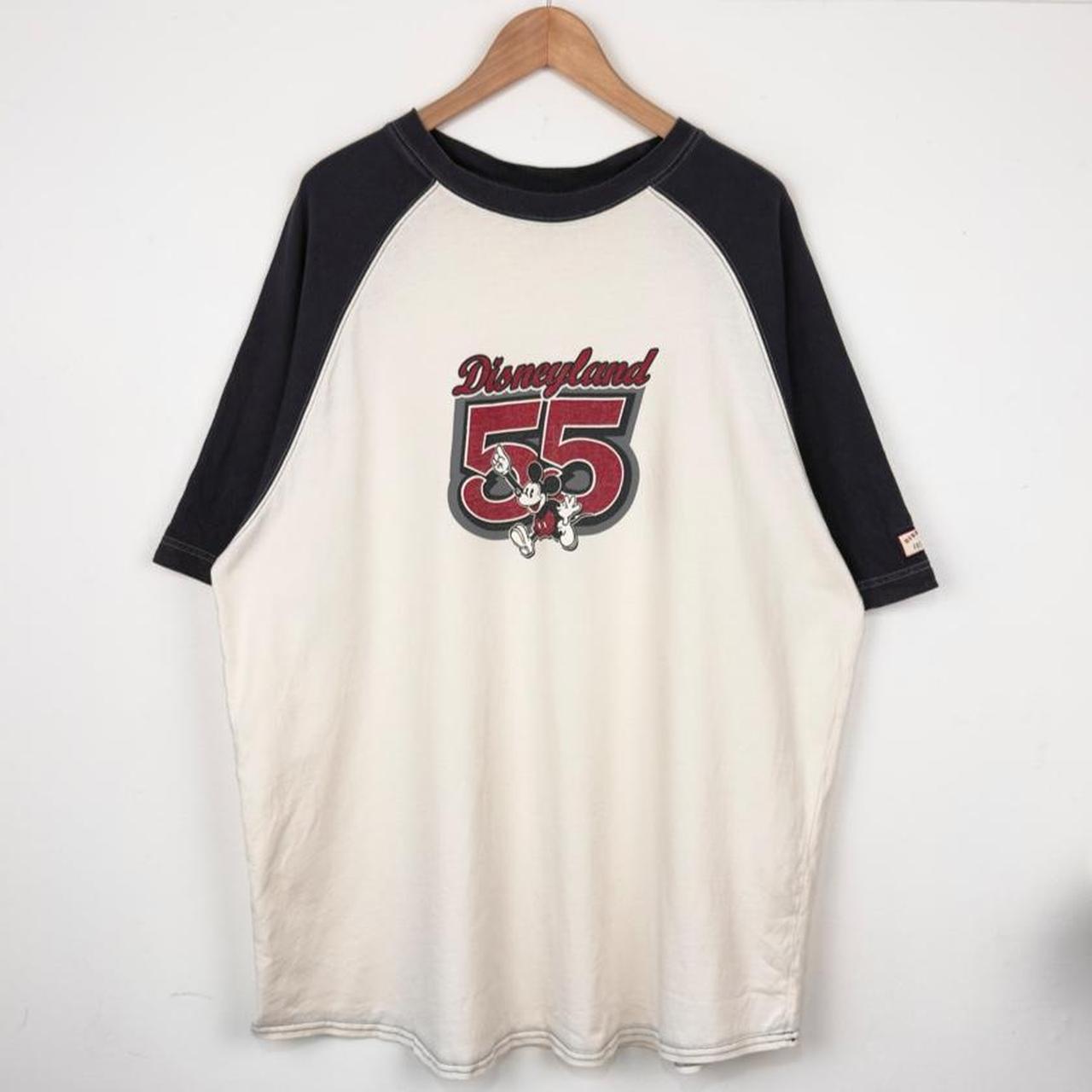 Vintage 00s Disneyland Mickey Mouse 55 Navy Beige T Shirt (XXL)