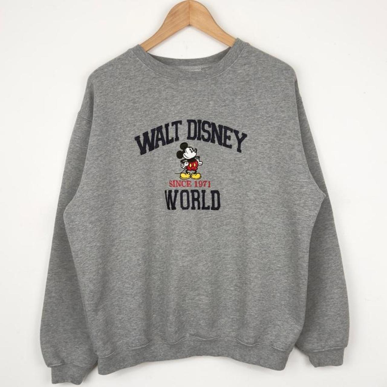 Vintage 00s Walt Disney World Spell Out Embroidered Grey Sweatshirt (M)