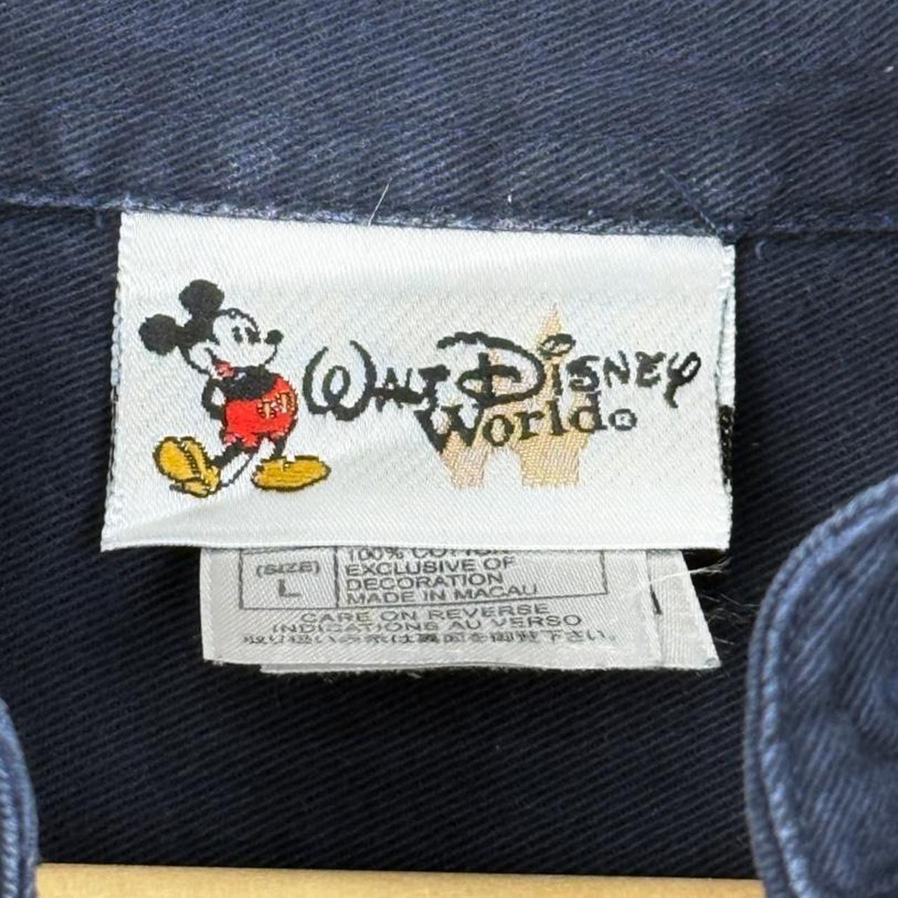 Vintage 00s Walt Disney World Mickey Embroidered Navy Blue Button Up Shirt (L)