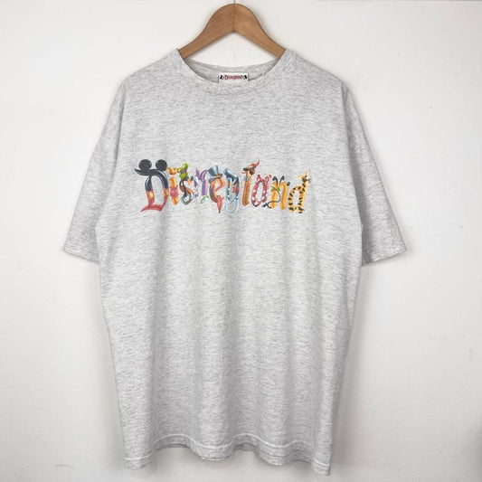 Vintage 90s/00s Disneyland Character Spell Out Grey T Shirt (XL)