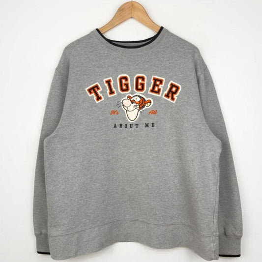 Vintage 00s Disneyland Tigger Spell Out Embroidered Grey Sweatshirt (M)