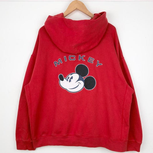 Vintage 00s Mickey Forever Disney Store Red Zip Up Hoodie (XXL)