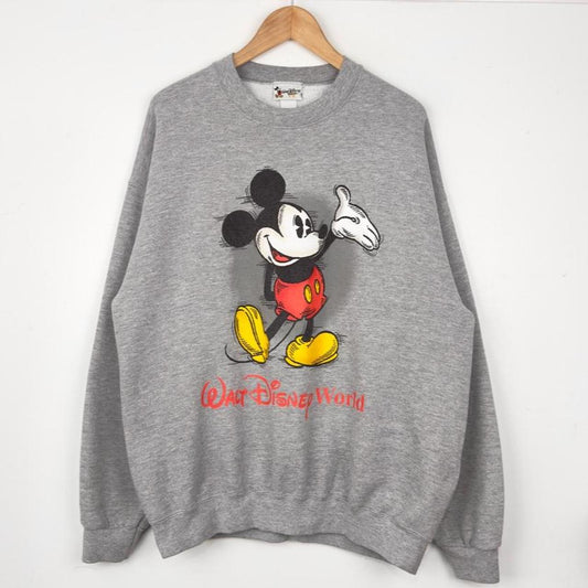 Vintage 00s Walt Disney World Mickey Mouse Grey Sweatshirt (L/XL)