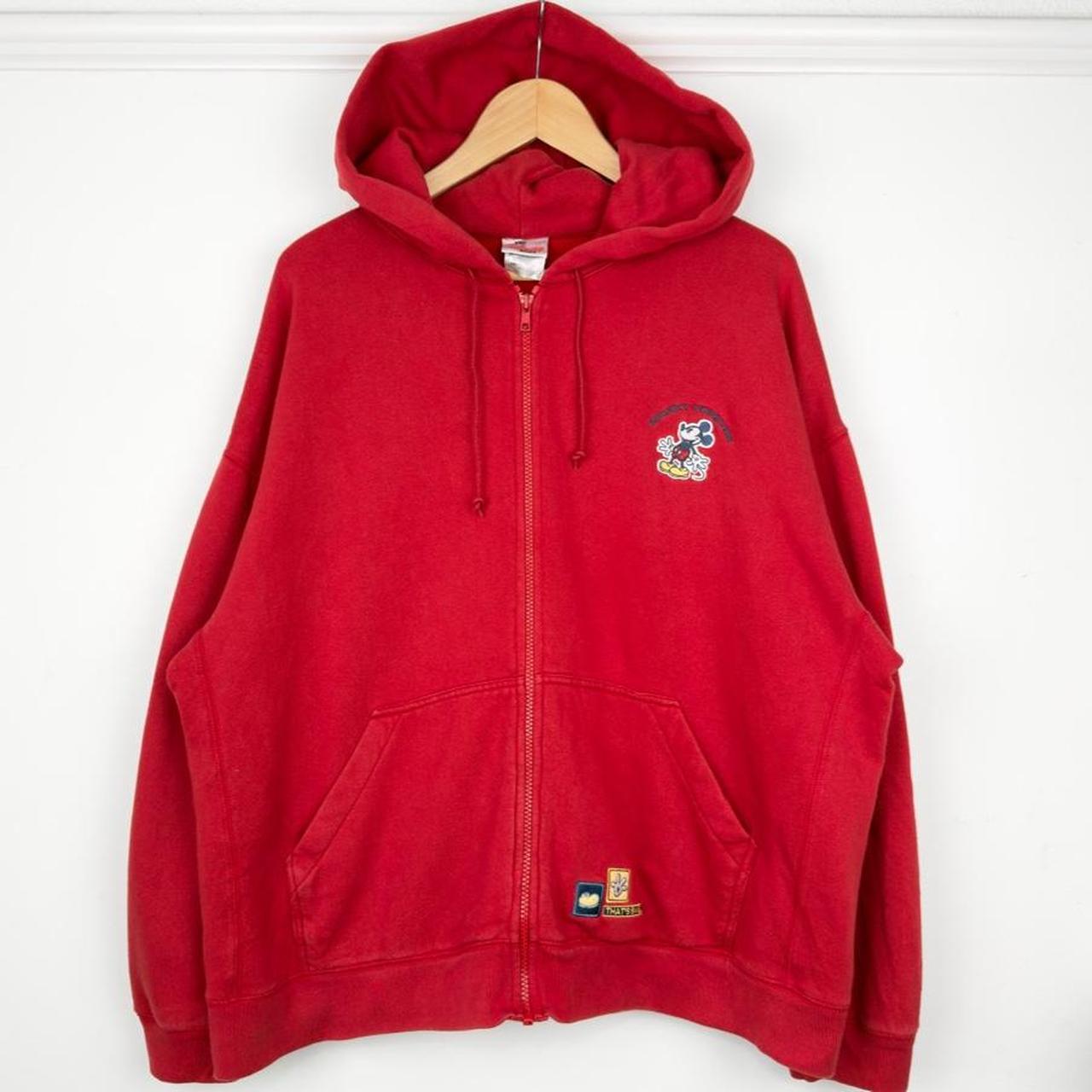 Vintage 00s Mickey Forever Disney Store Red Zip Up Hoodie (XXL)