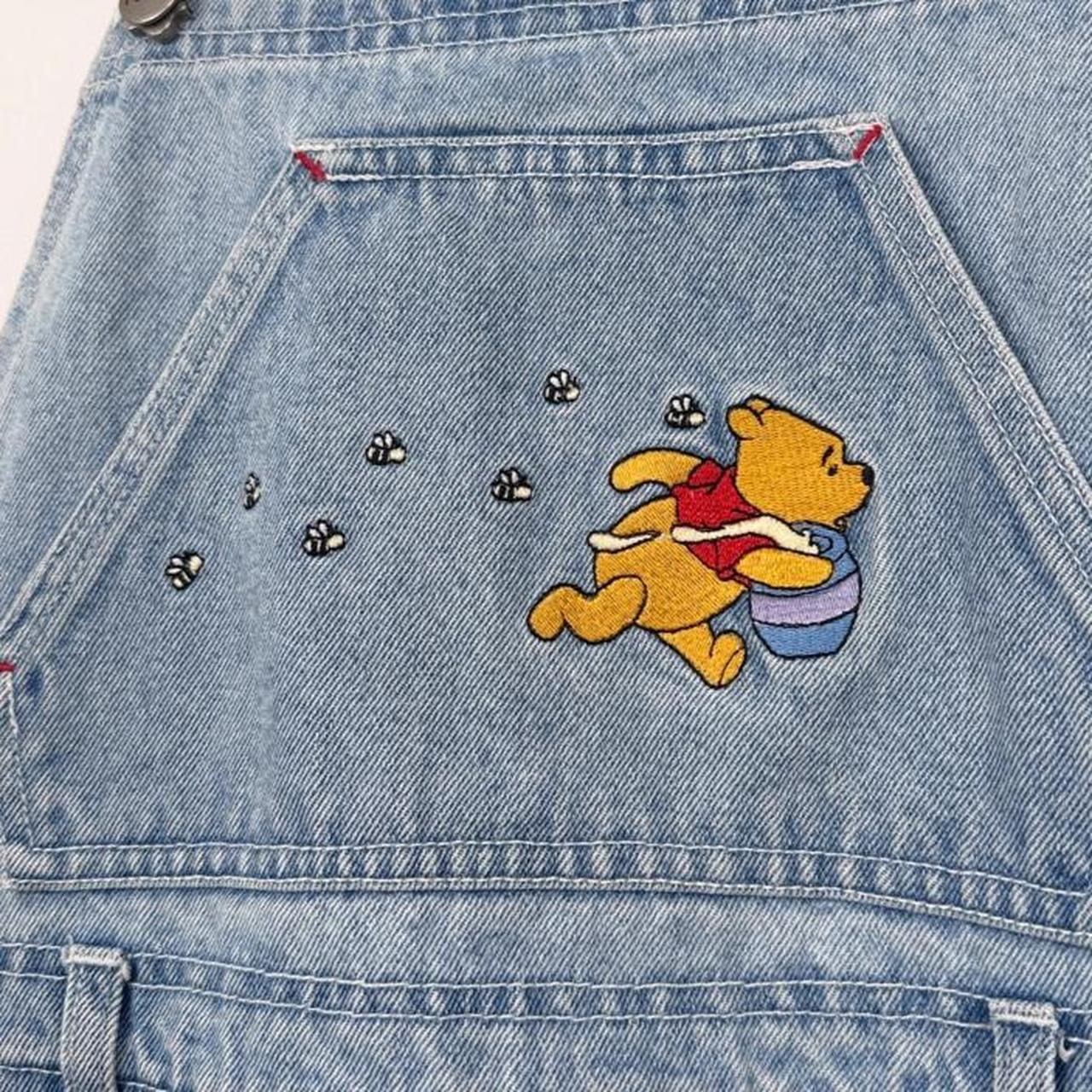 Vintage 90s Winnie the Pooh Embroidered Light Blue Denim Dungarees (S/M)