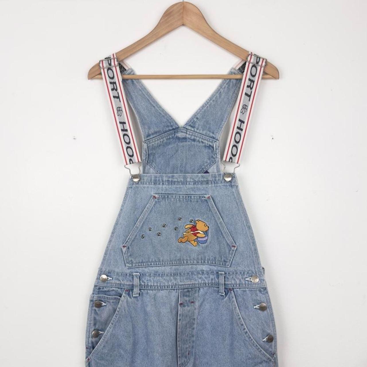 Vintage 90s Winnie the Pooh Embroidered Light Blue Denim Dungarees (S/M)